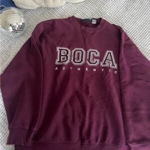 American Eagle Outfitters Men's Burgundy BOCA Crewneck Sweater